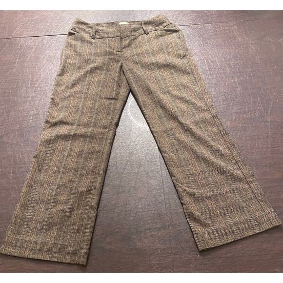 Cato Women’s Plaid Dress Pants Size 4 Brown Glen Check Straight Leg Career Work - Picture 1 of 8
